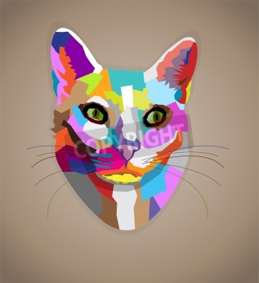 Poster  Ppo art chat coloré