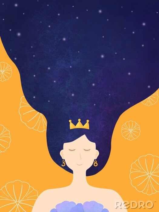 Poster  Princesse aux cheveux longs en dormant
