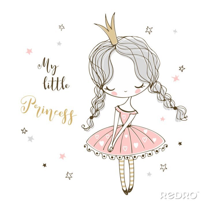 Poster  Princesse dans une robe avec des coeurs