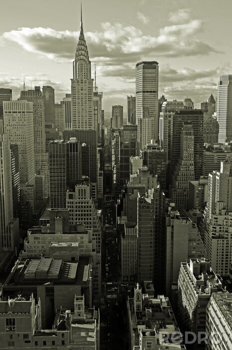 Poster  Quartier panoramique avec des gratte-ciels