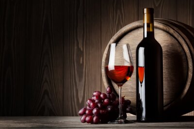 Poster  Raisins et verres de vin rouge