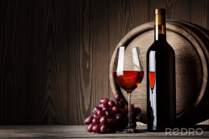 Poster  Raisins et verres de vin rouge