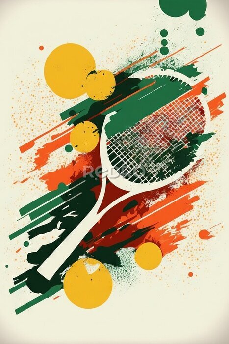 Poster  Raquette de tennis et couleurs