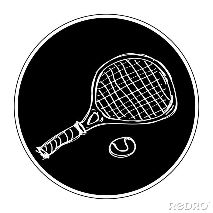 Poster  Raquette de tennis noire