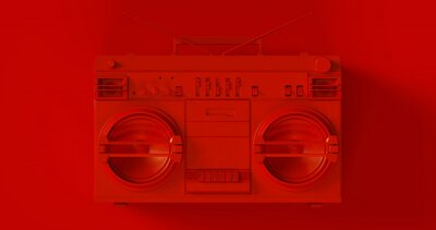 Poster  Red Boombox 3d illustration