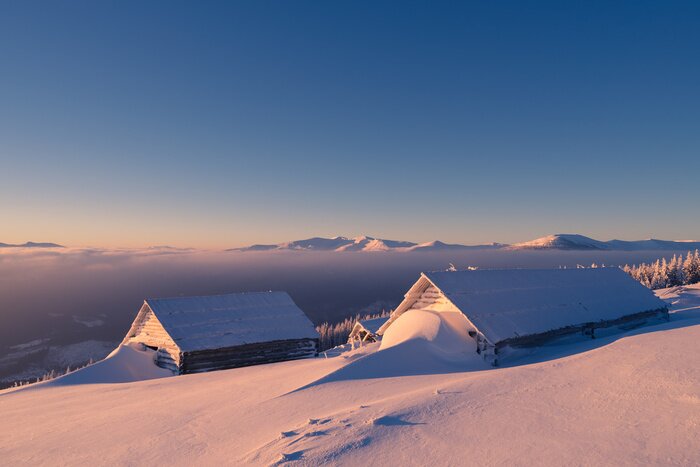 Poster  Refuges de montagne sous la neige