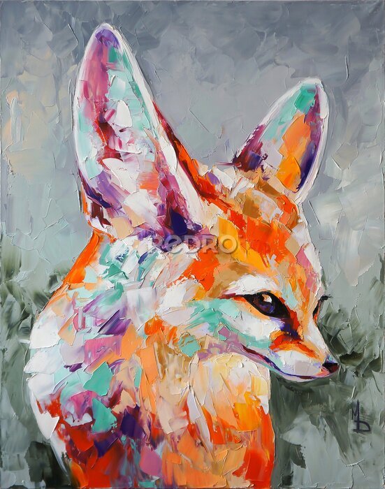 Poster  Renard fennec du désert dans une peinture colorée