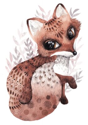 Poster  Renard orné de motifs ethniques