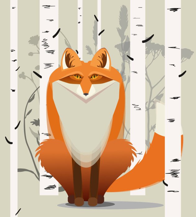 Poster  Renard rouge. Illustration.