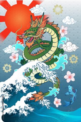 Poster  Représentation classique orientale d'un dragon
