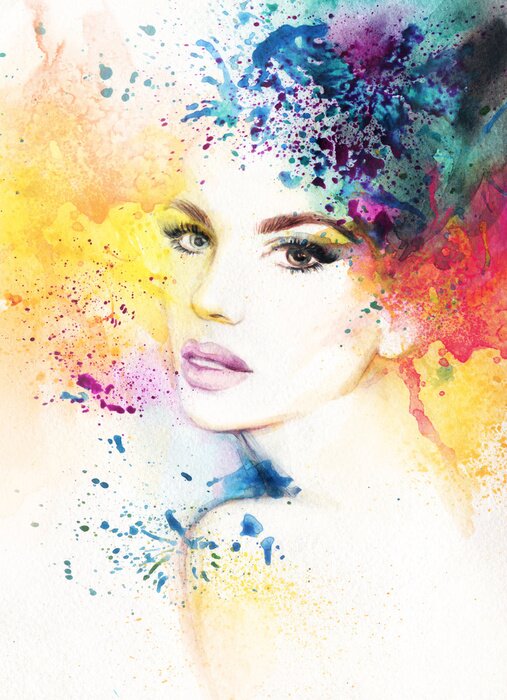 Poster  Résumé, femme, portrait. Illustration aquarelle