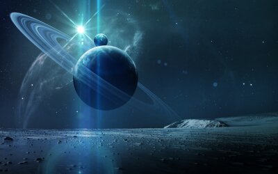 Résumé, scientifique, fond, -, planètes, espace, nébuleuse, étoiles Éléments de cette image fournis par la NASA nasa.gov