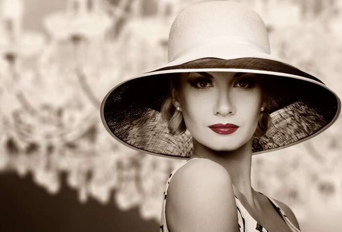 Poster  Rétro femme aux lèvres rouges