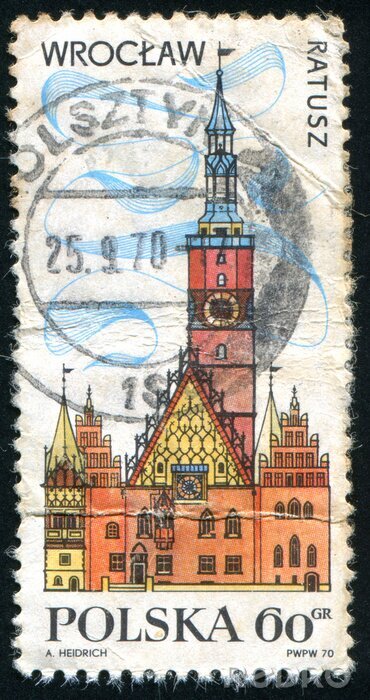Poster  Rétro timbre postal de Wroclaw