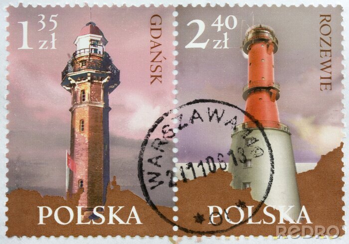 Poster  Rétro timbres postaux bord de mer