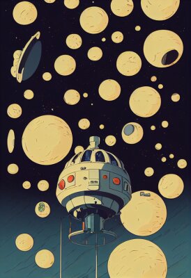 Poster  Rétrofuturisme cosmique