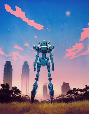 Poster  Robot mecha dans le style anime
