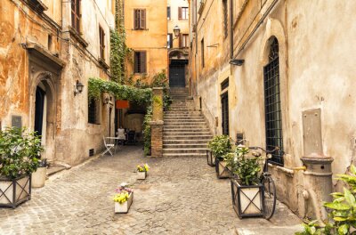 Poster  Romantique, ruelle, vieux, partie, roma, italie