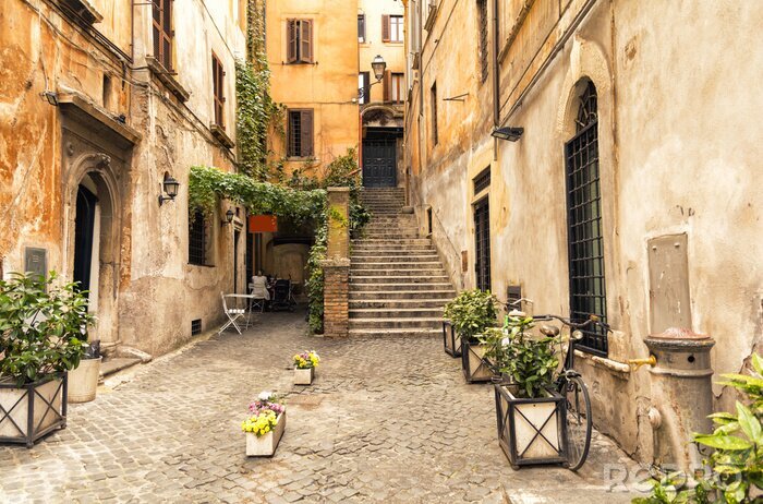 Poster  Romantique, ruelle, vieux, partie, roma, italie