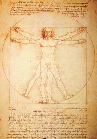 Poster  Rome, Italie - 30 Mars, 2012: Réplique de la célèbre Homme de Vitruve dessin créé par Léonard de Vinci