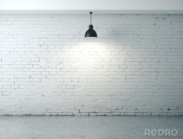 Poster  room with blank wall, lamp and concrete floor