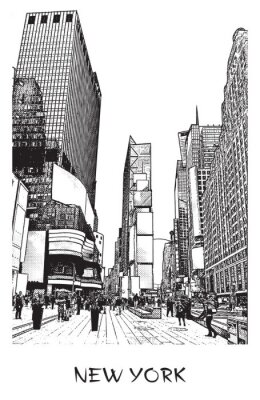 Poster  Rue de New York - illustration en noir et blanc