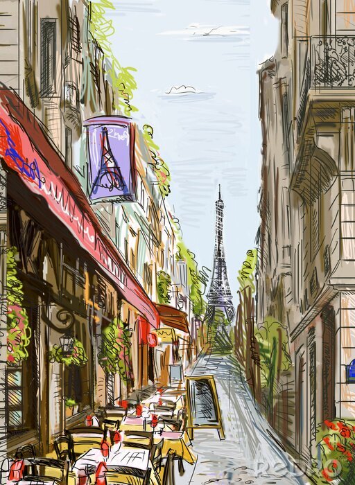 Poster  Rue de Paris - illustration