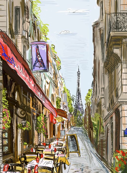 Poster  Rue de Paris - illustration