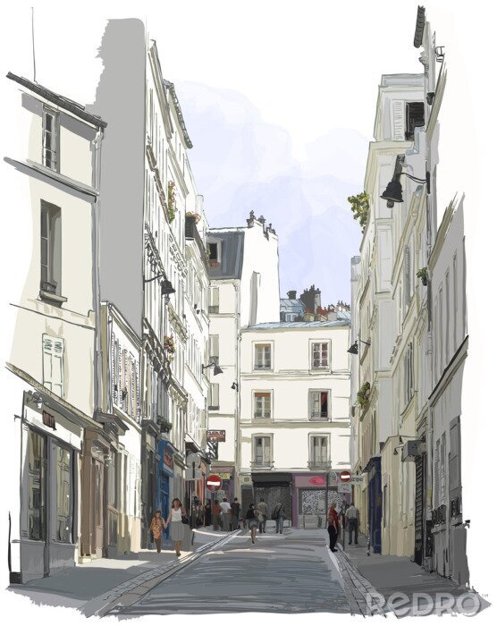 Poster  Rue de Paris style peinture