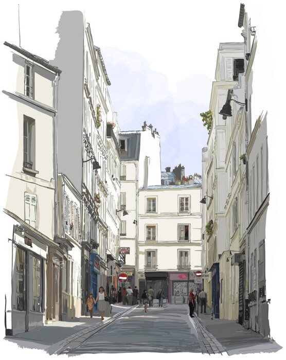 Poster  Rue de Paris style peinture
