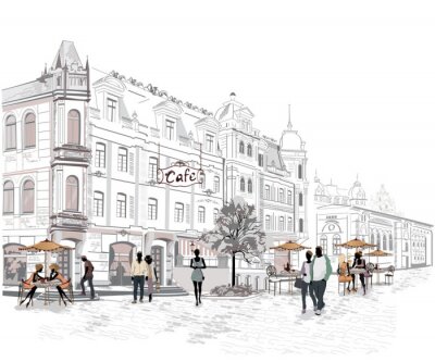 Rue peinte et passants