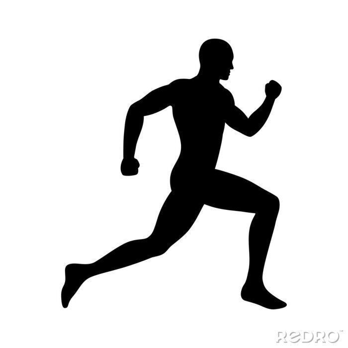 Poster  Running Man sprint silhouette icône / plat pour les applications et sites exercice