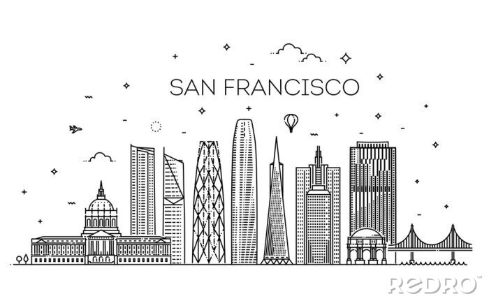 Poster  San Francisco city skyline vector background