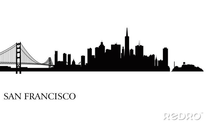 Poster  San Francisco horizon de la ville silhouette fond