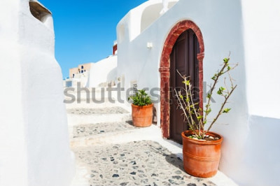 Poster  Santorin et rue de la ville