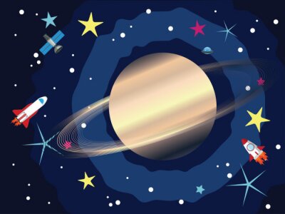 Poster  Saturne dans l'espace