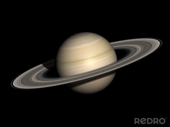 Poster  Saturne isolé sur noir.