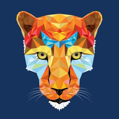 Poster  sauvage léopard de chat en motif géométrique, vecteur