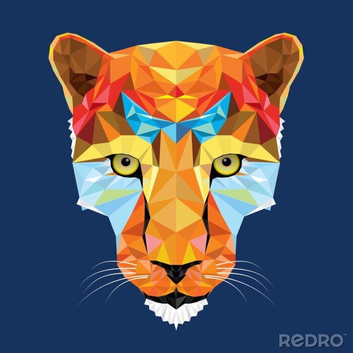 Poster  sauvage léopard de chat en motif géométrique, vecteur