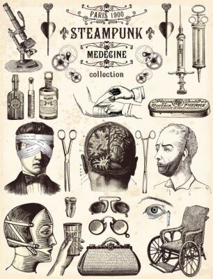Poster  Science et médecine sur une illustration ancienne