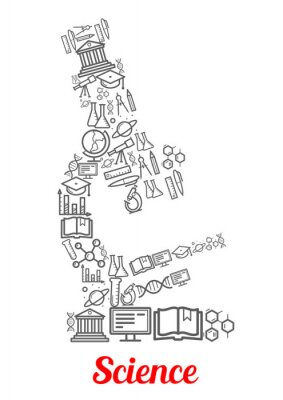 Poster  Science et son symbole, le microscope