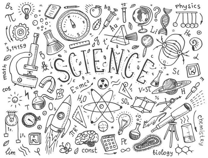 Poster  Science illustration en noir et blanc