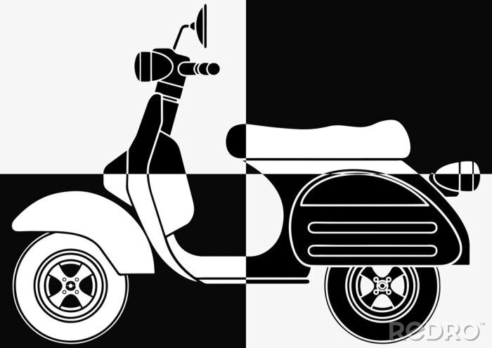 Poster  Scooter pop art en noir et en blanc