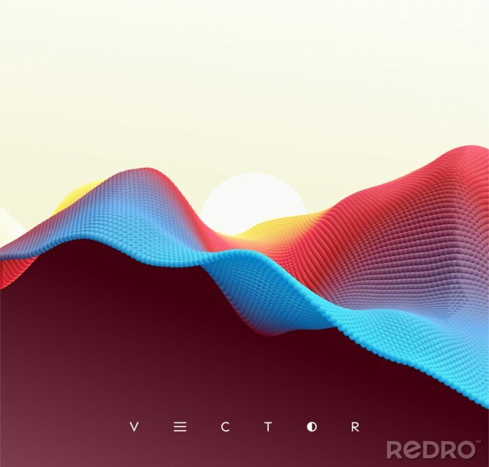 Poster  Sea wave and sun. Abstract vector illustration for flyer, brochure, booklet and websites design.