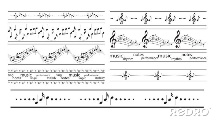 Poster  seamless borders with music notes - vector musical frames