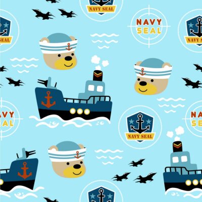 seamless pattern of navy seal cartoon