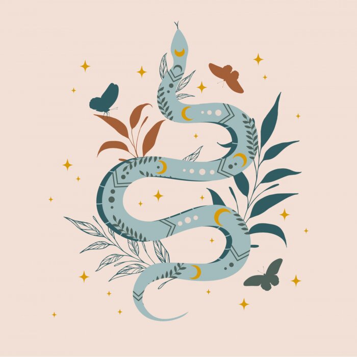 Poster  Serpent magique vert