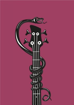 Serpent noir à la guitare