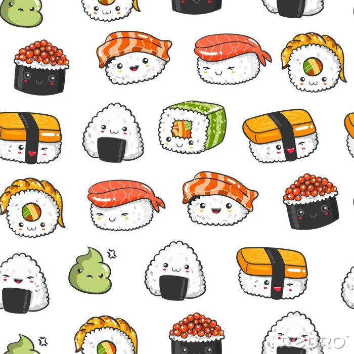 Poster  Set de sushi Kawaii