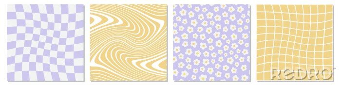Poster  Set of retro 1970s style abstract backgrounds